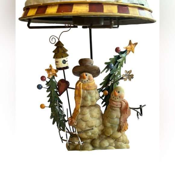 Snowman Christmas tea light votive candle holder lamp folk style snowman - Picture 11 of 13